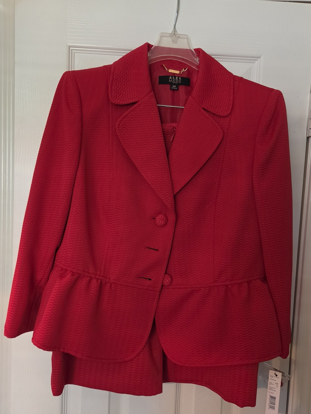 Alex Marie Jaime Red Petite 10P Skirt Suit Set